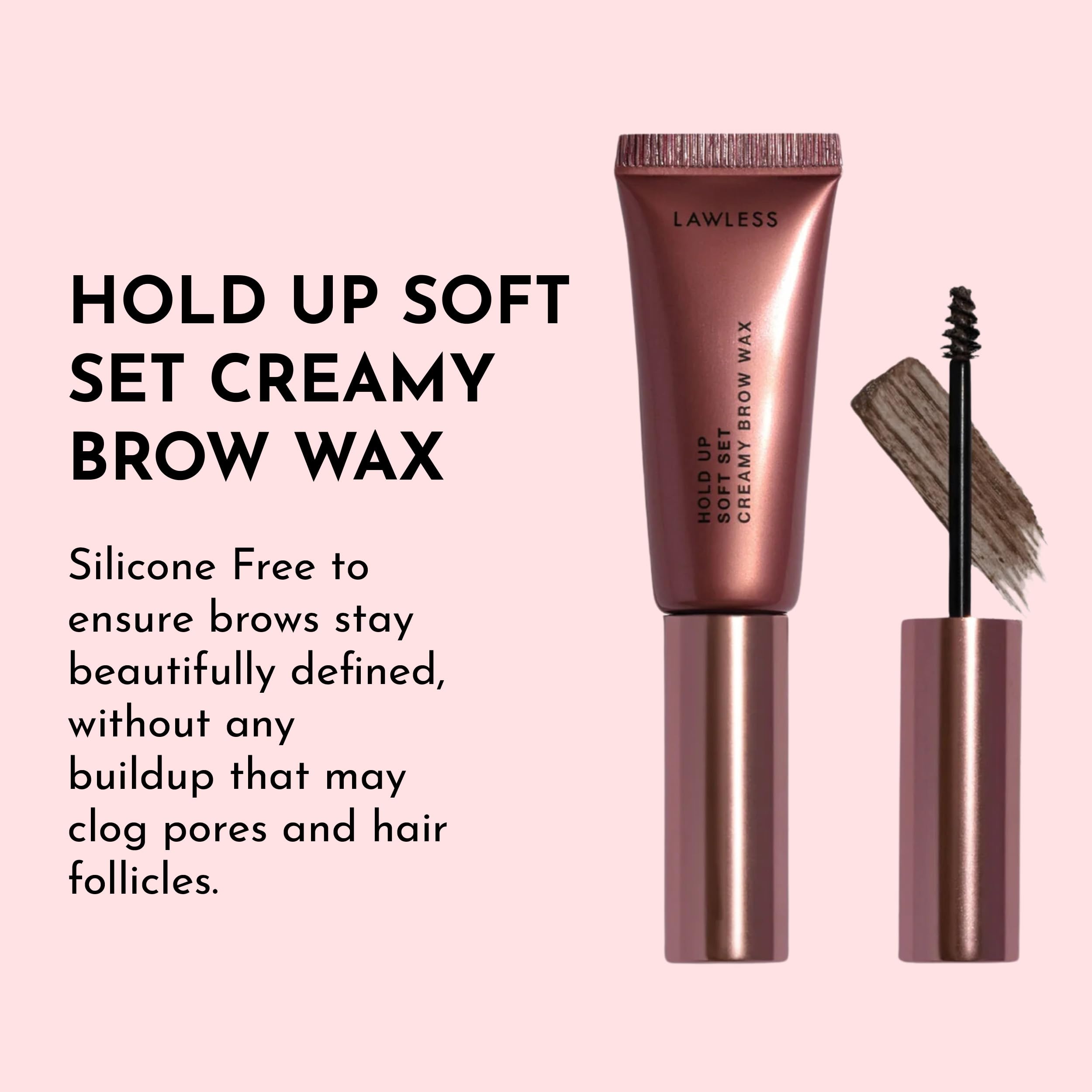 LAWLESS Hold Up Soft Set Brow Wax on brows for natural to defined look