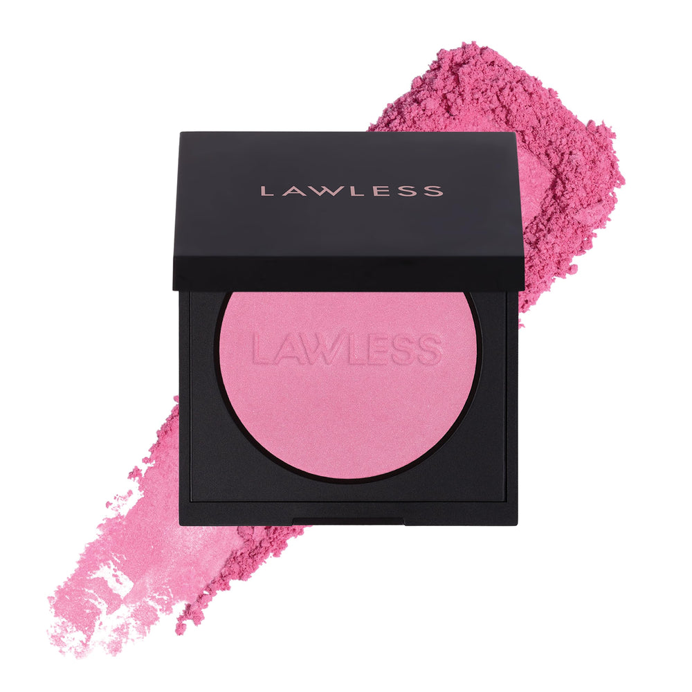 LAWLESS Make Me Blush Daisy Pink talc-free powder texture close-up for velvety finish
