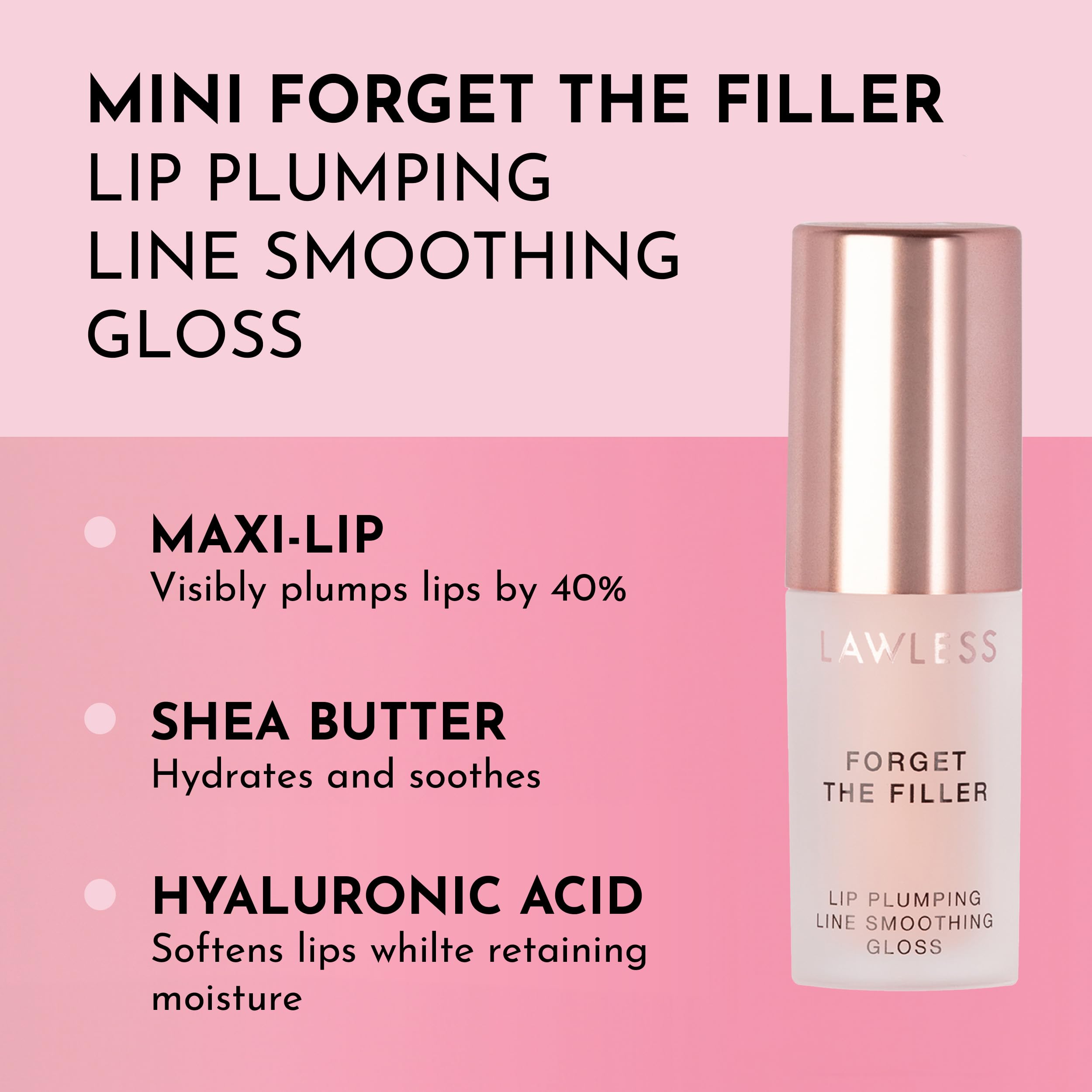 LAWLESS Mini Rosy Outlook plumper applicator close-up with plush wand for smooth, shiny application