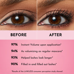 Lawless The One & Done mascara lashes volume in action.