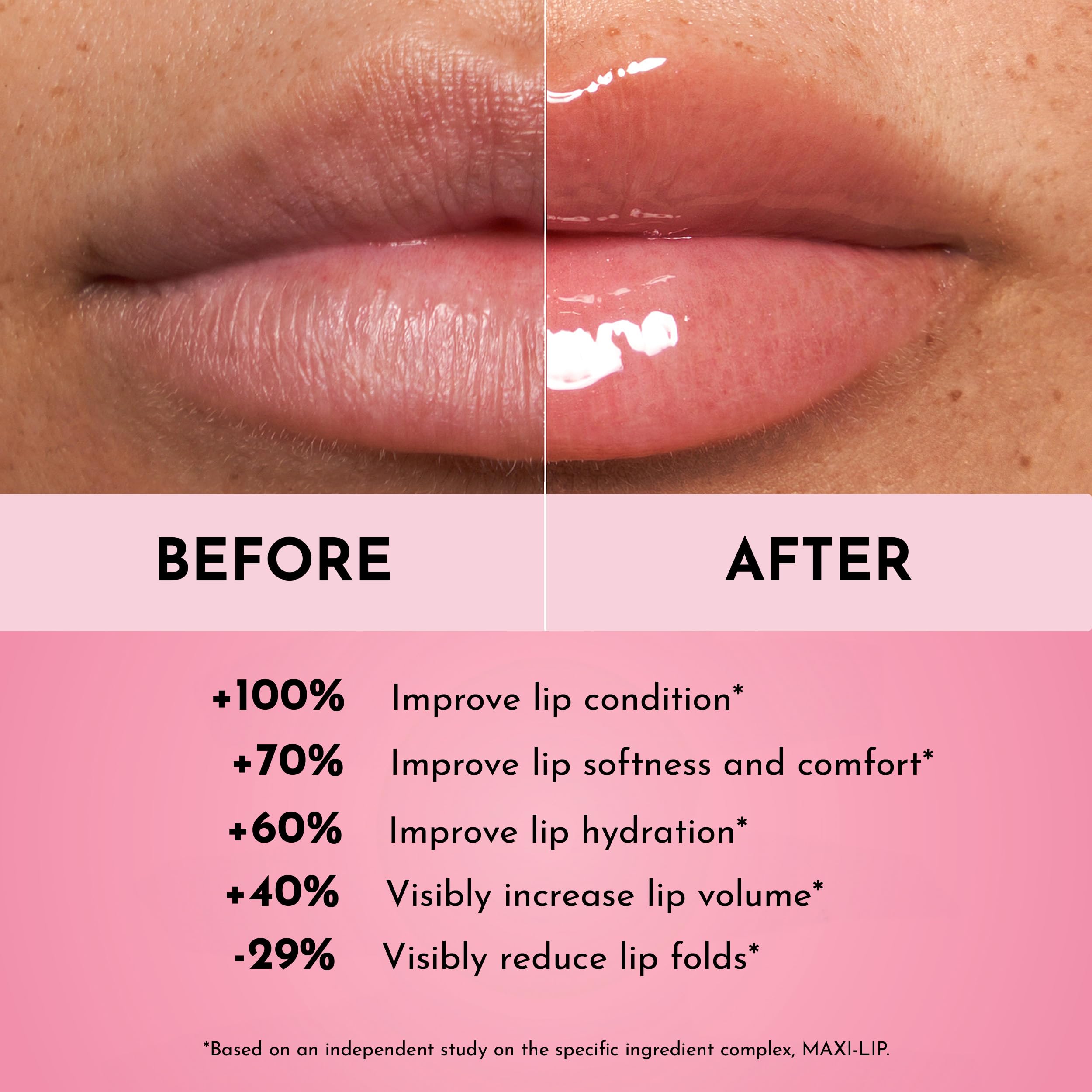 Cherry Vanilla shade on lips delivering glass-like shine and dimension