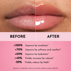 Cherry Vanilla shade on lips delivering glass-like shine and dimension