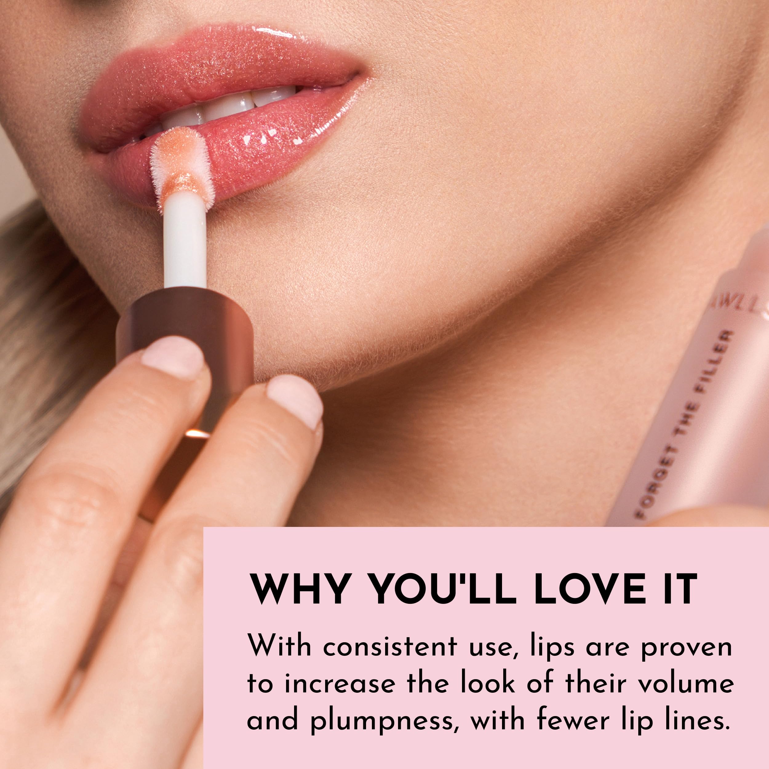 Lawless Glazed gloss layered over lipstick creates glass-like shine.