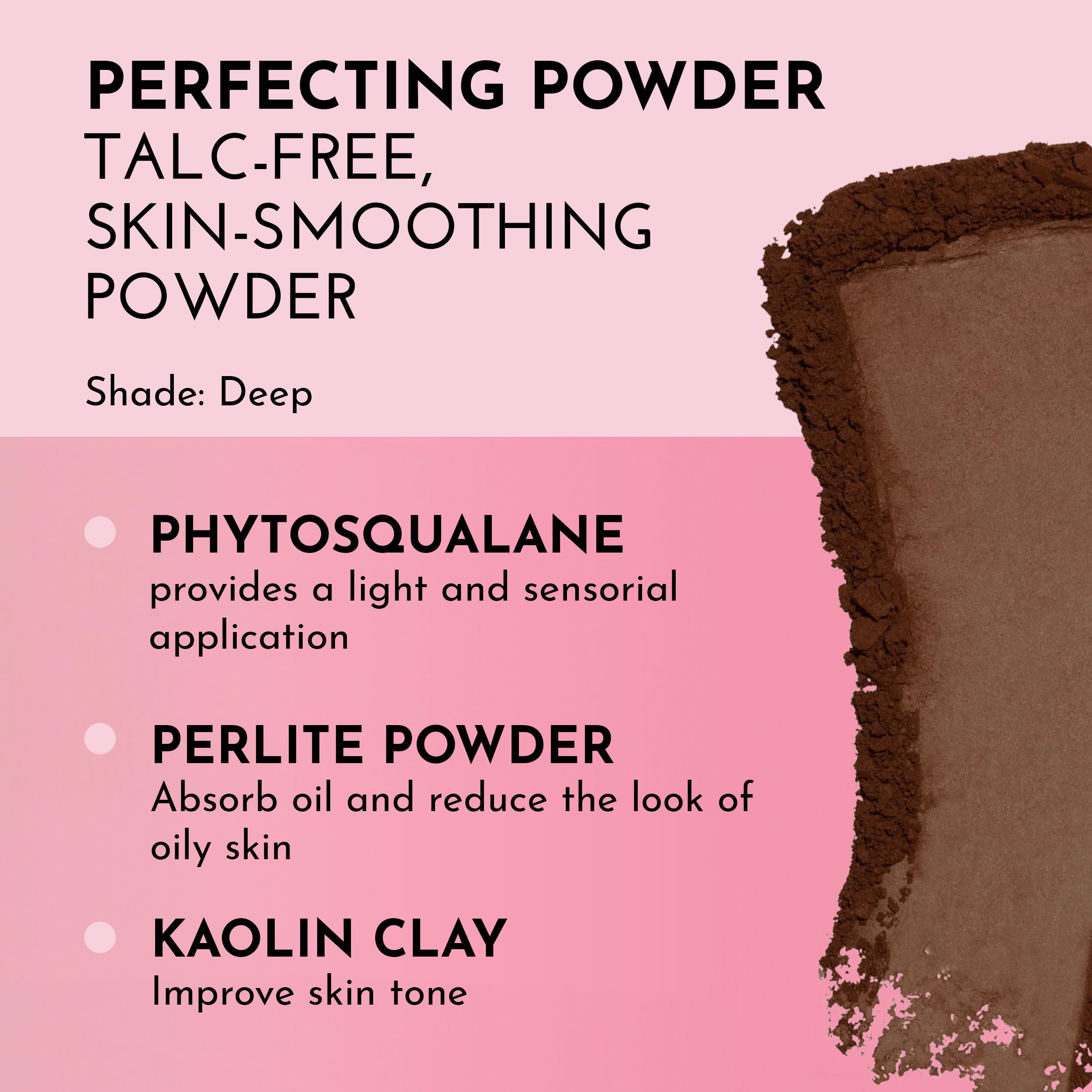 Lawless talc-free powder being blended with a brush for seamless coverage.