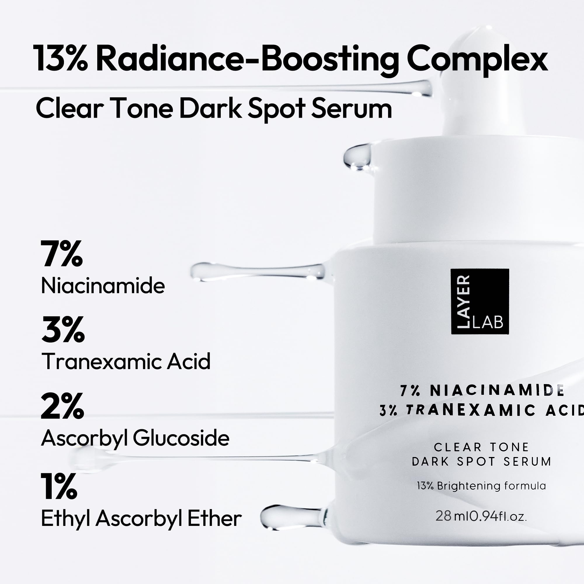 LayerLAB textured-serum-application close-up demonstrates lightweight hydration for a dewy finish.