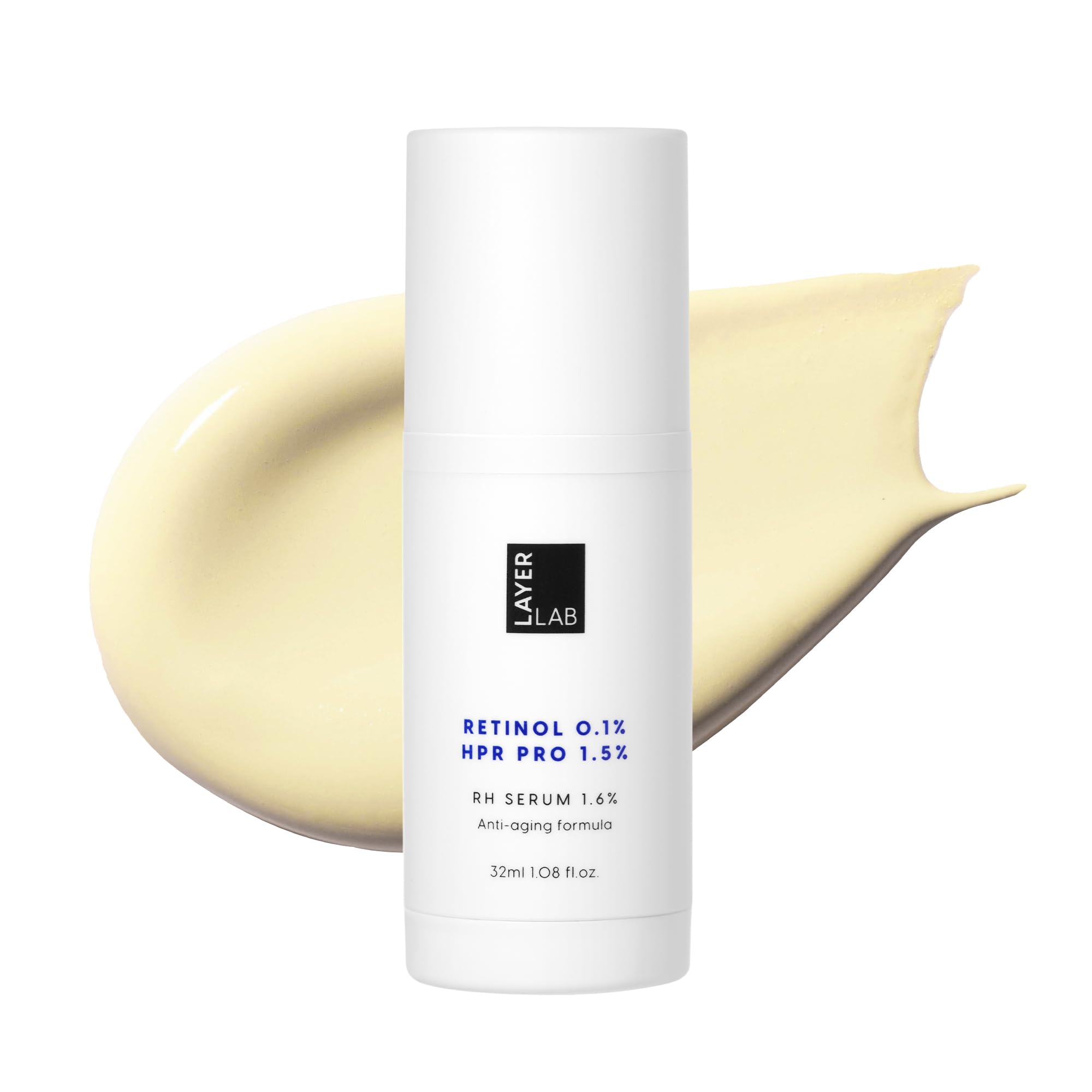 LayerLab Triple Retinoid Serum bottle closed; premium packaging preserves nightly potency.