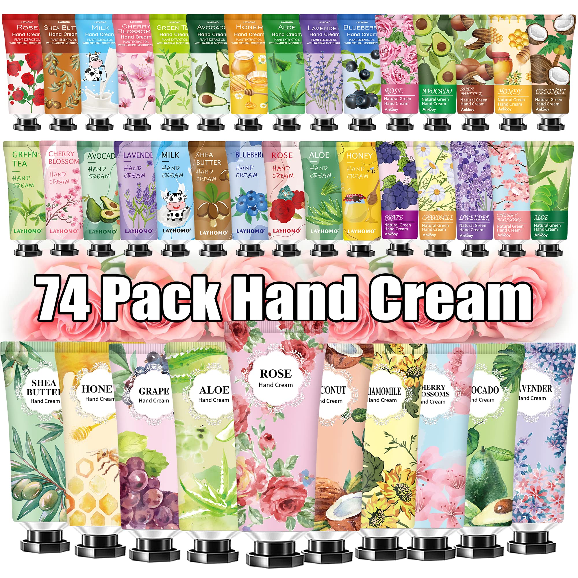 Layhomo 74-pack hand cream gift set variety scents for daily hand care and gifting