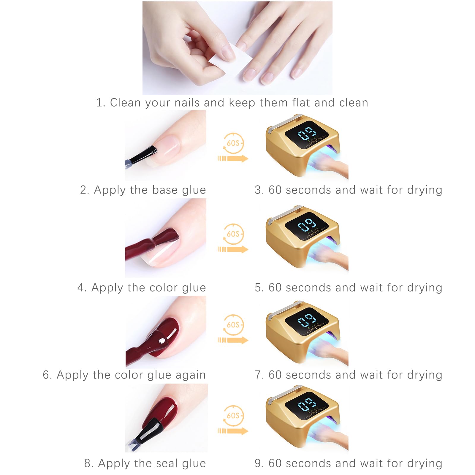 Layhou 72W nail lamp four timer settings support flexible drying