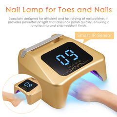 Layhou 72W nail lamp side view highlights sleek space-saving profile