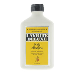 Layrite Daily Shampoo bottle pouring for clean, easy styling.