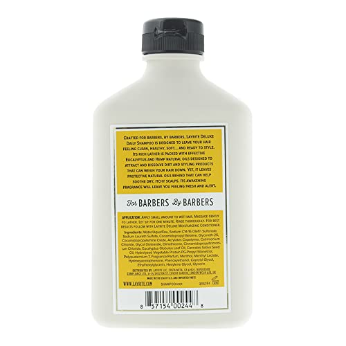 Layrite Daily Shampoo rich lather removes buildup and residue.