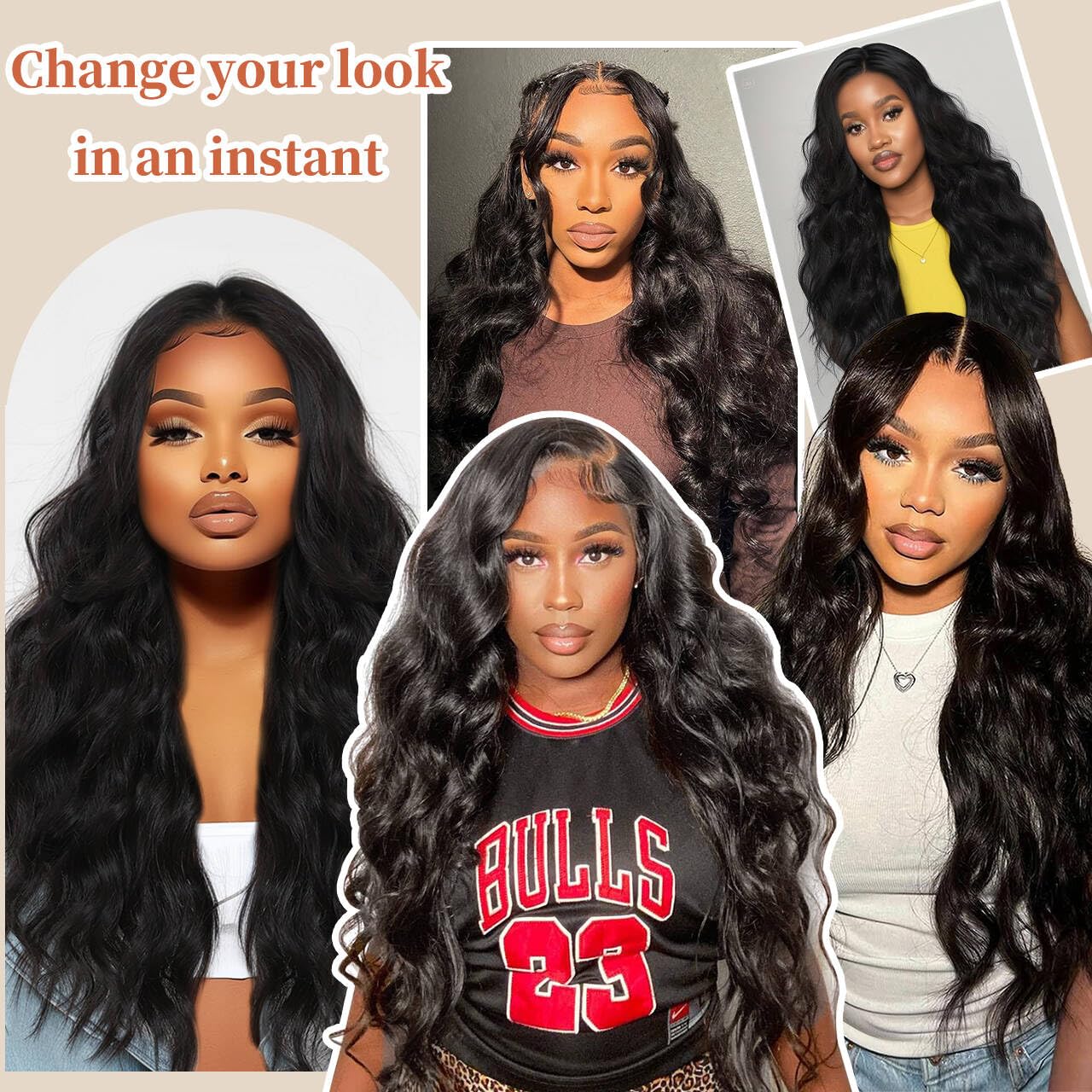 LAYSHAGO 26-inch long wavy black wig ideal for everyday looks