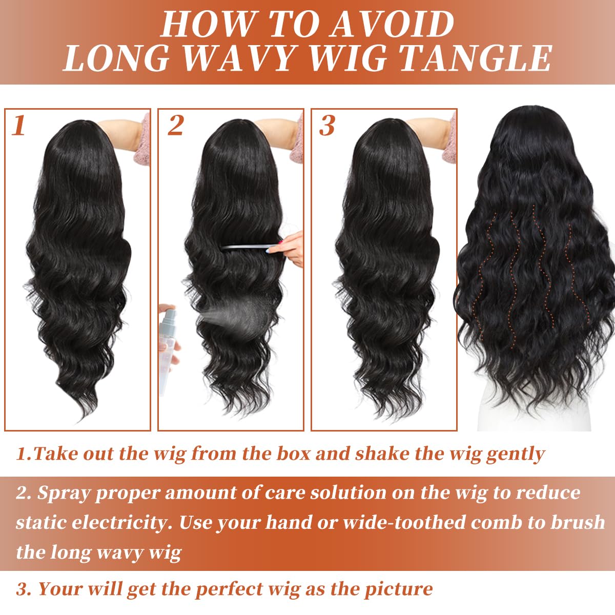 LAYSHAGO gift box includes wig cap and comb for easy setup