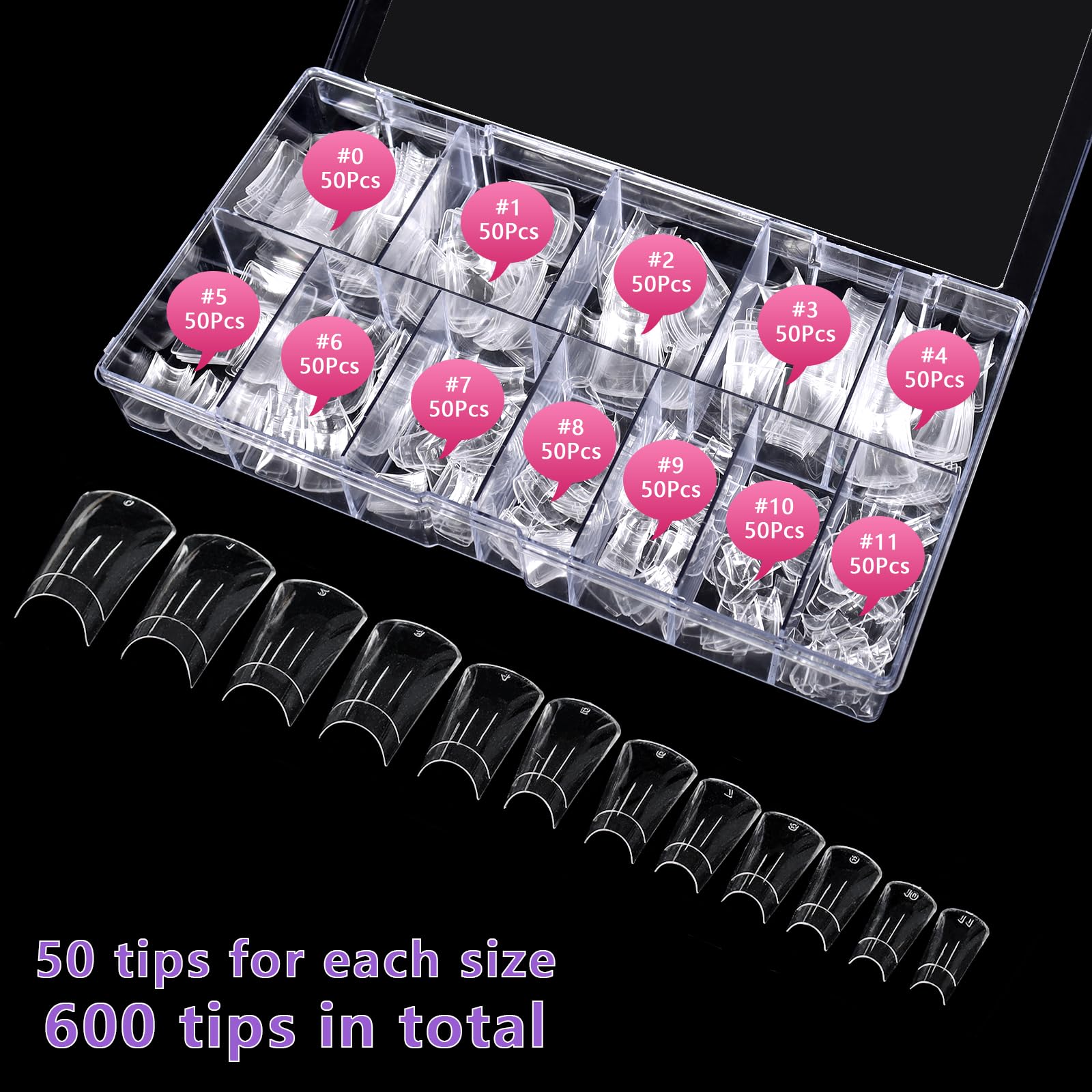 Laza duck nail tips wide flared end for extra space for art.