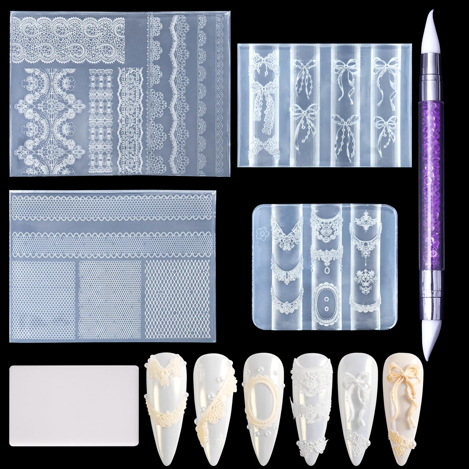 Laza lace silicone nail mold for 3D nail art designs and easy detailing