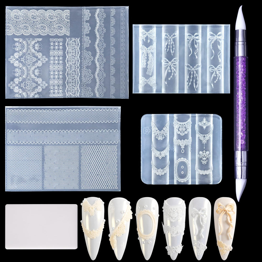 Laza lace silicone nail mold for 3D nail art designs and easy detailing
