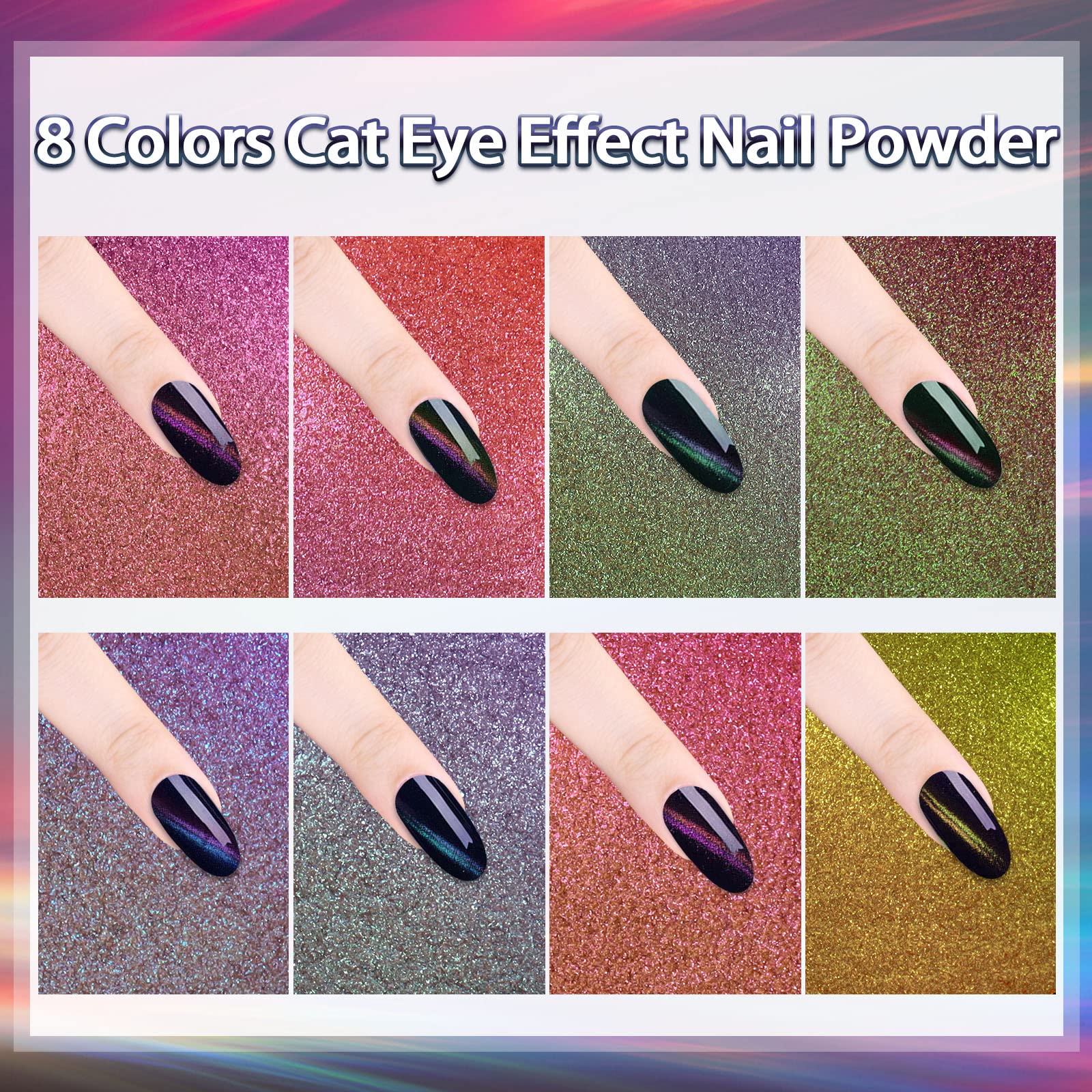 Laza double-headed magnetic stick demonstrates cat eye technique for nail design