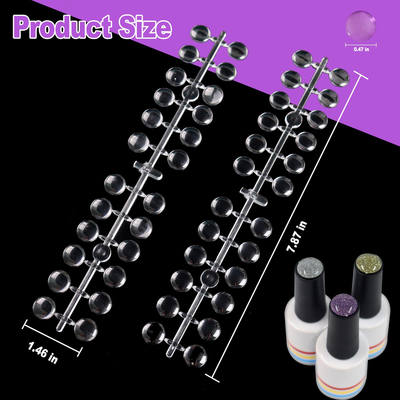 Laza clear 12mm swatches demonstrate color accuracy on salon displays.