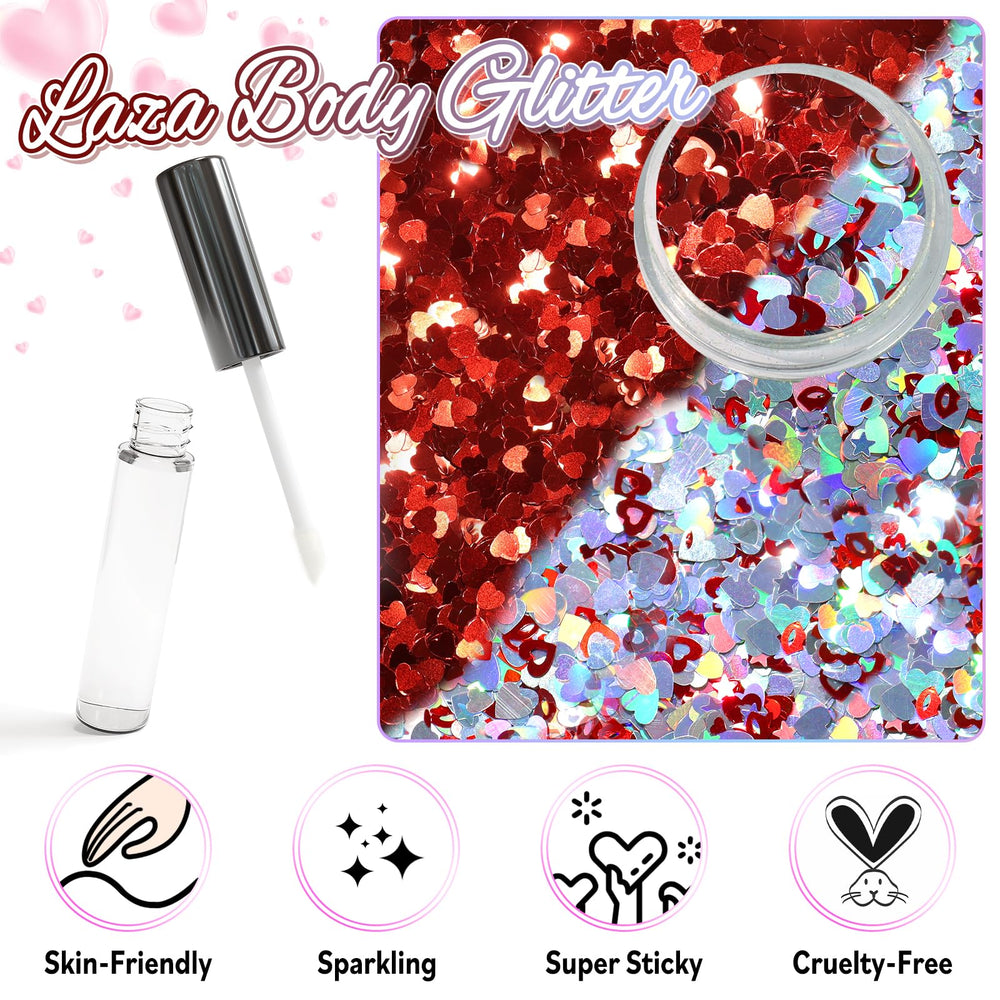 Laza Valentines glitter jar 2, shimmering confetti for bold nail art and party looks.