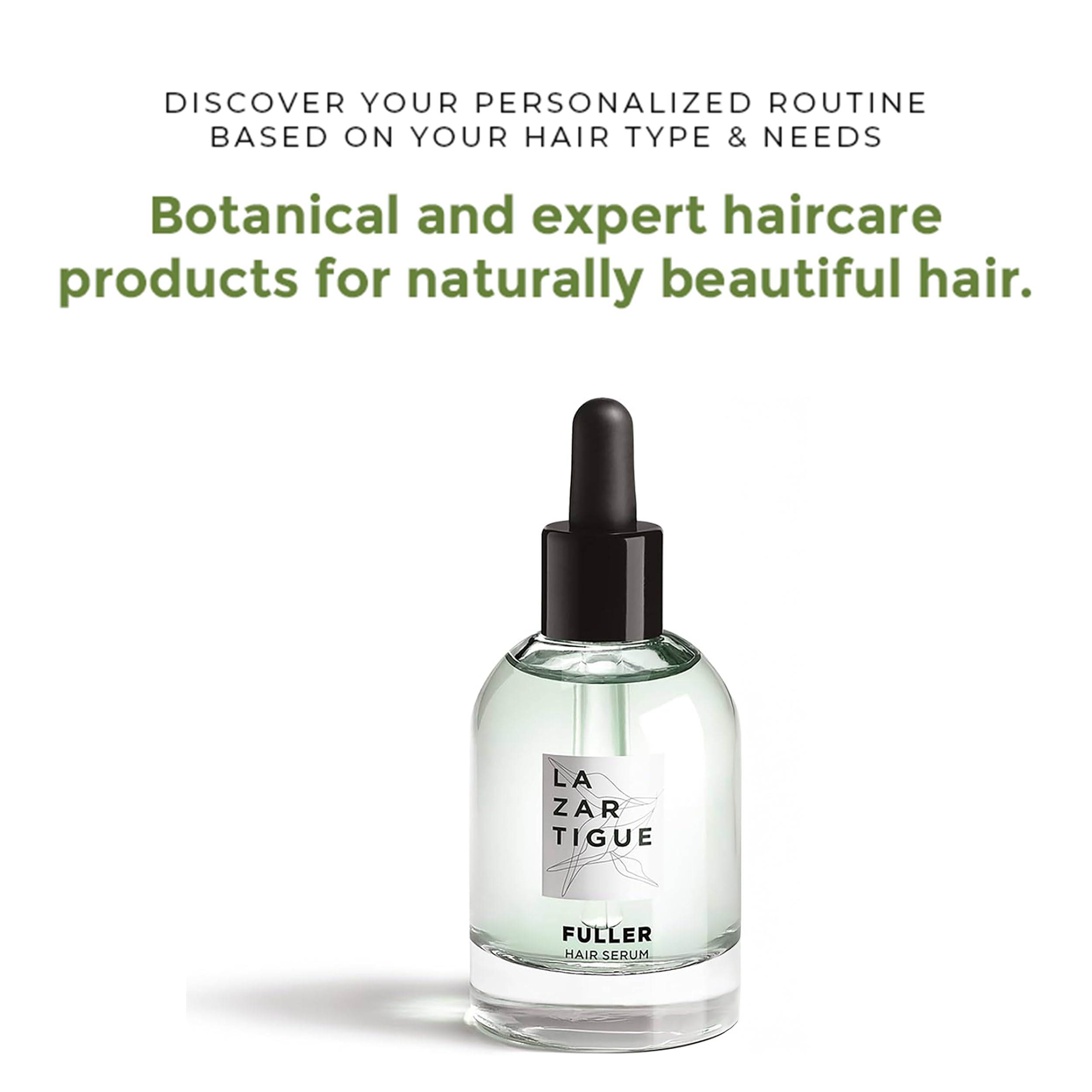 Lazartigue Fuller Hair Serum packaging emphasizing sustainable design.