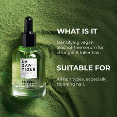 Lazartigue Fuller Hair Serum pump dispensing for fast-absorbing scalp care.