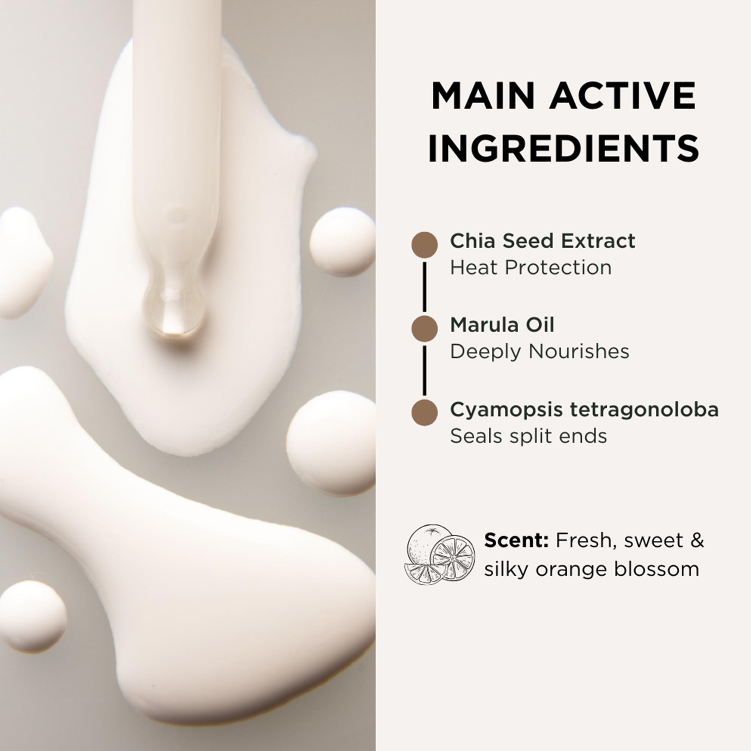 Marula oil depicted for lightweight hydration and shine.