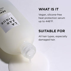 Serum texture melts into hair for quick protection.