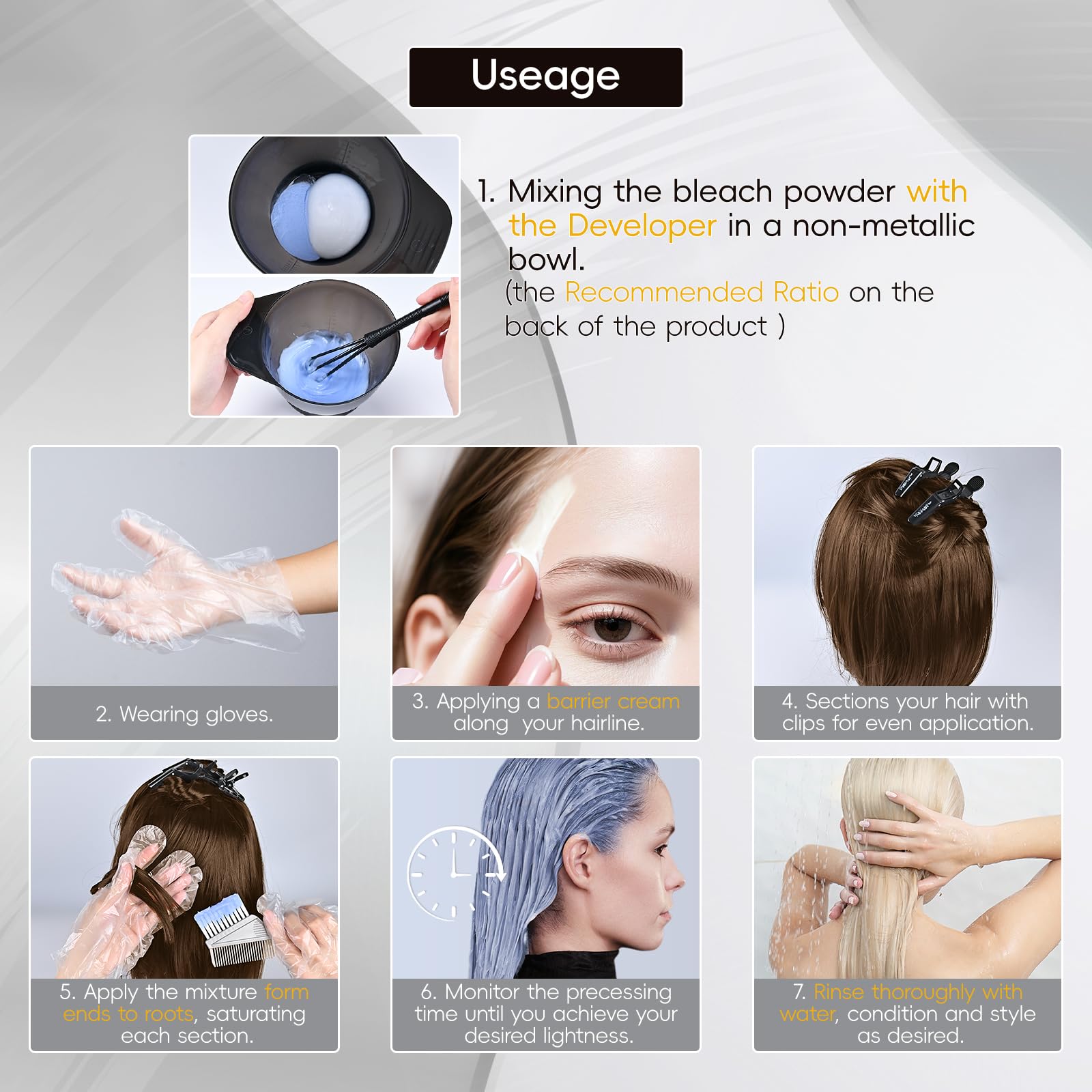 Lazibudgha rinse and condition after bleaching for a smooth finish.