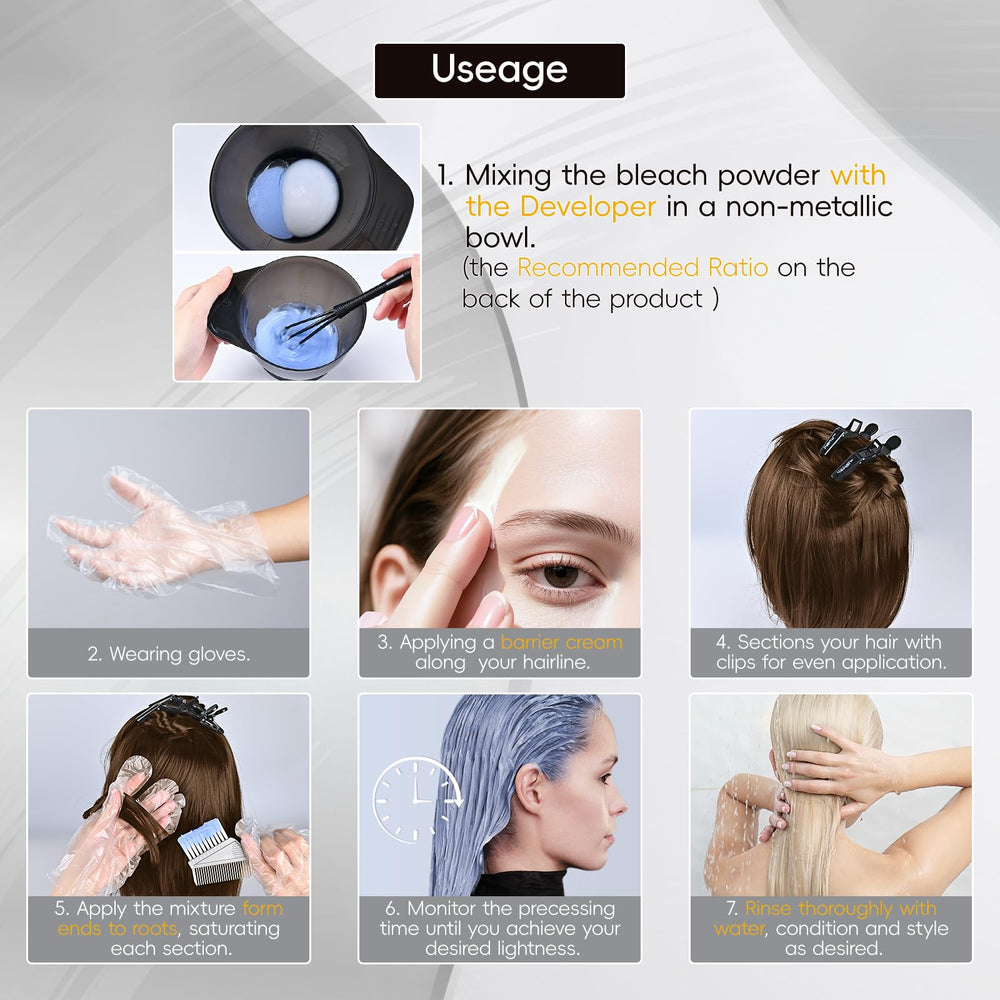Lazibudgha rinse and condition after bleaching for a smooth finish.