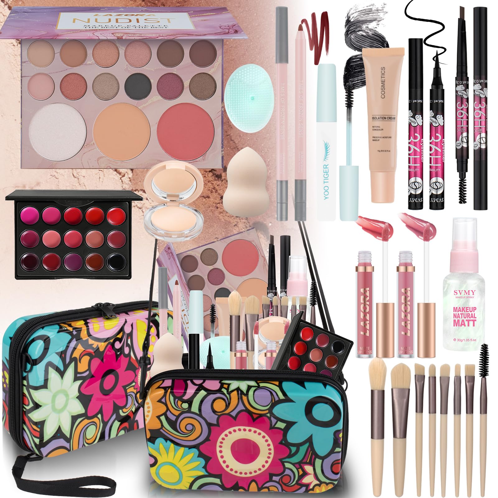 LAZORA makeup kit for teens full set with cleansing brush for effortless daily looks