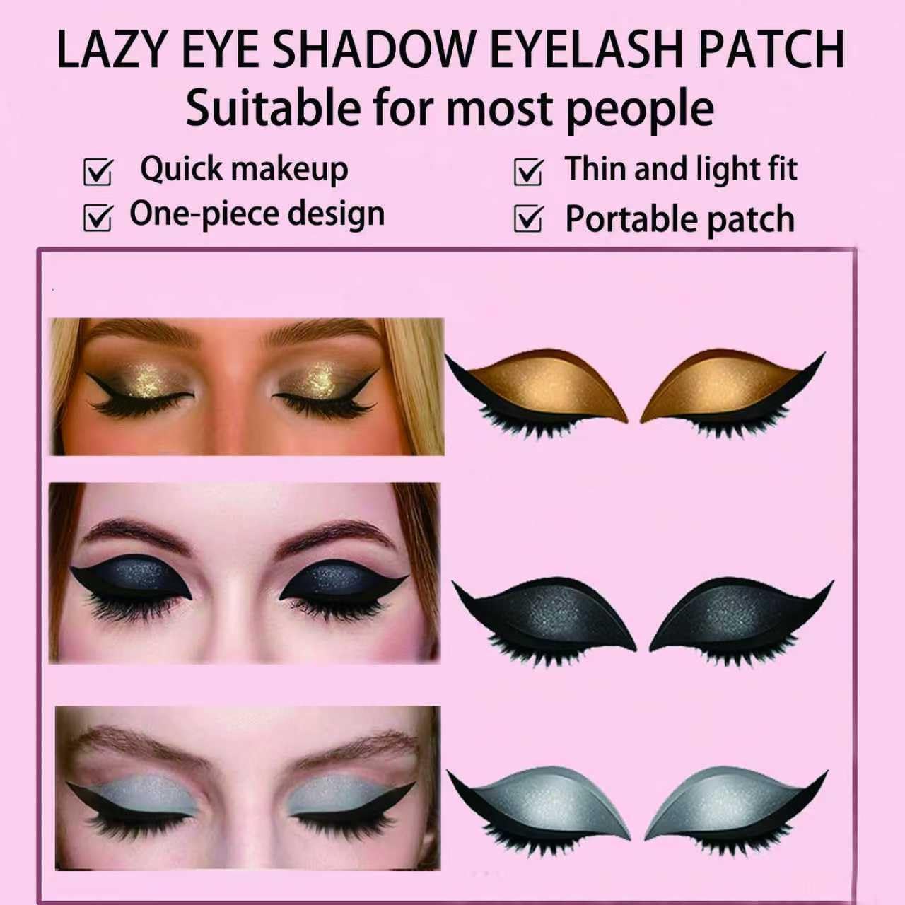 Eight-piece Lazy Eye Shadow Eyelash Patch kit ready for use.