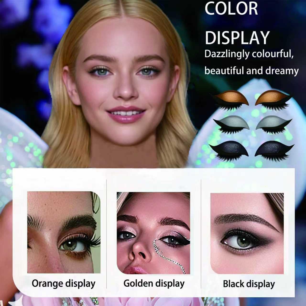 Close-up of Lazy Eye Shadow Eyelash Patch steps for quick application.