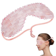 LazyGa Rose Quartz Eye Mask cooling session for refreshed eyes and reduced puffiness.