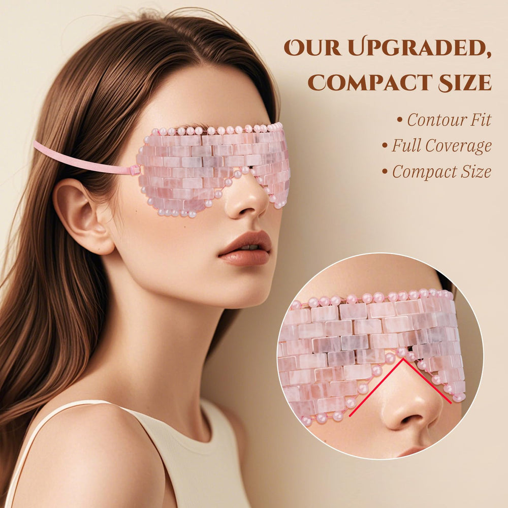 LazyGa Rose Quartz Eye Mask warming session to ease eye tension and promote circulation.
