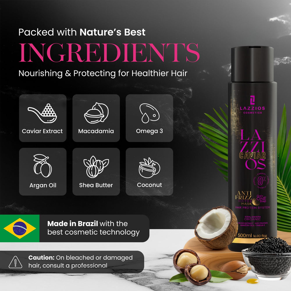 Lazzios Caviar Organic Hair Protein bottle pour detail for controlled application