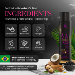 Lazzios Caviar Organic Hair Protein bottle pour detail for controlled application