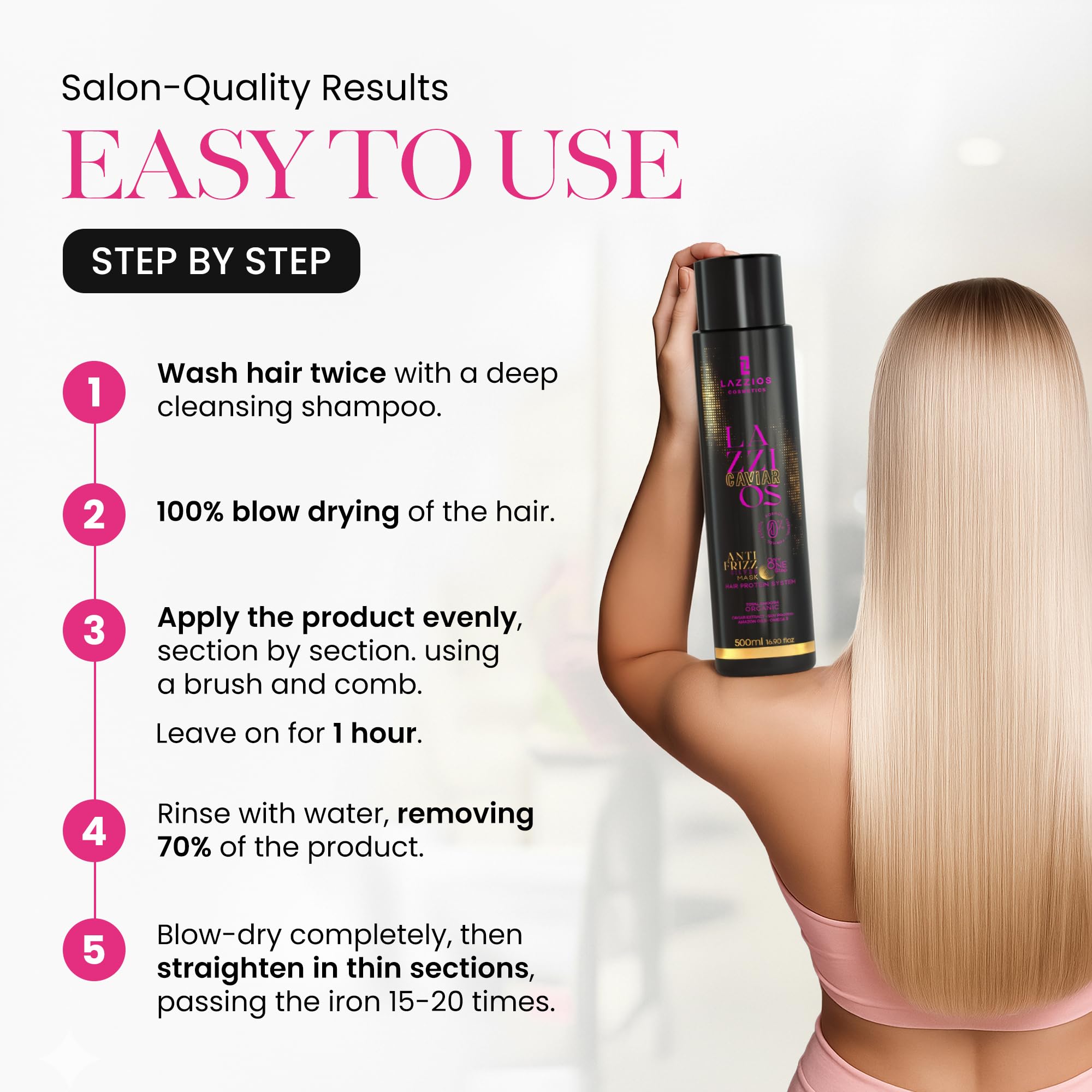 Lazzios Caviar Organic Hair Protein application with standard tools for even coverage