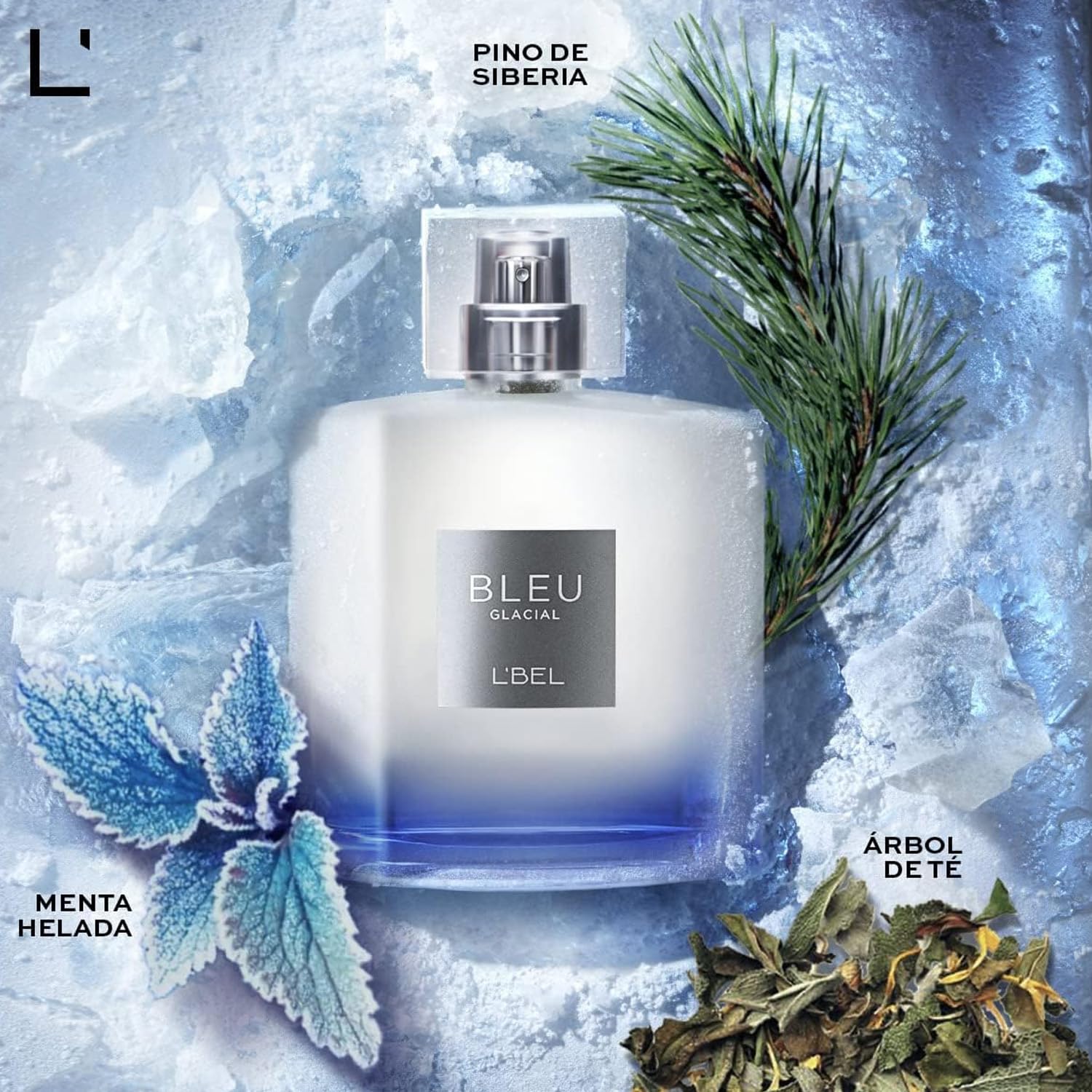 L'Bel Bleu Glacial spray bottle ready to apply