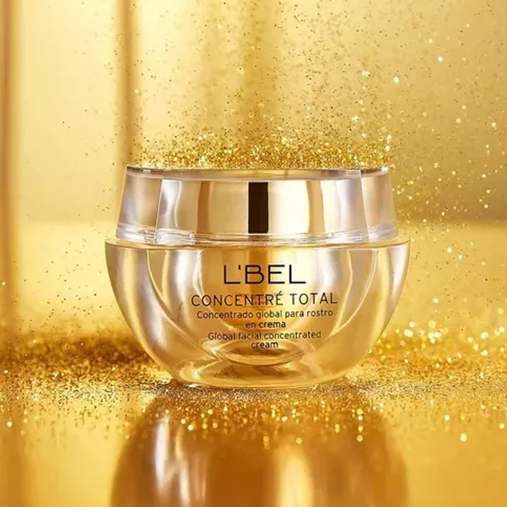 L'Bel Concentré Total packaging box signaling premium skincare.