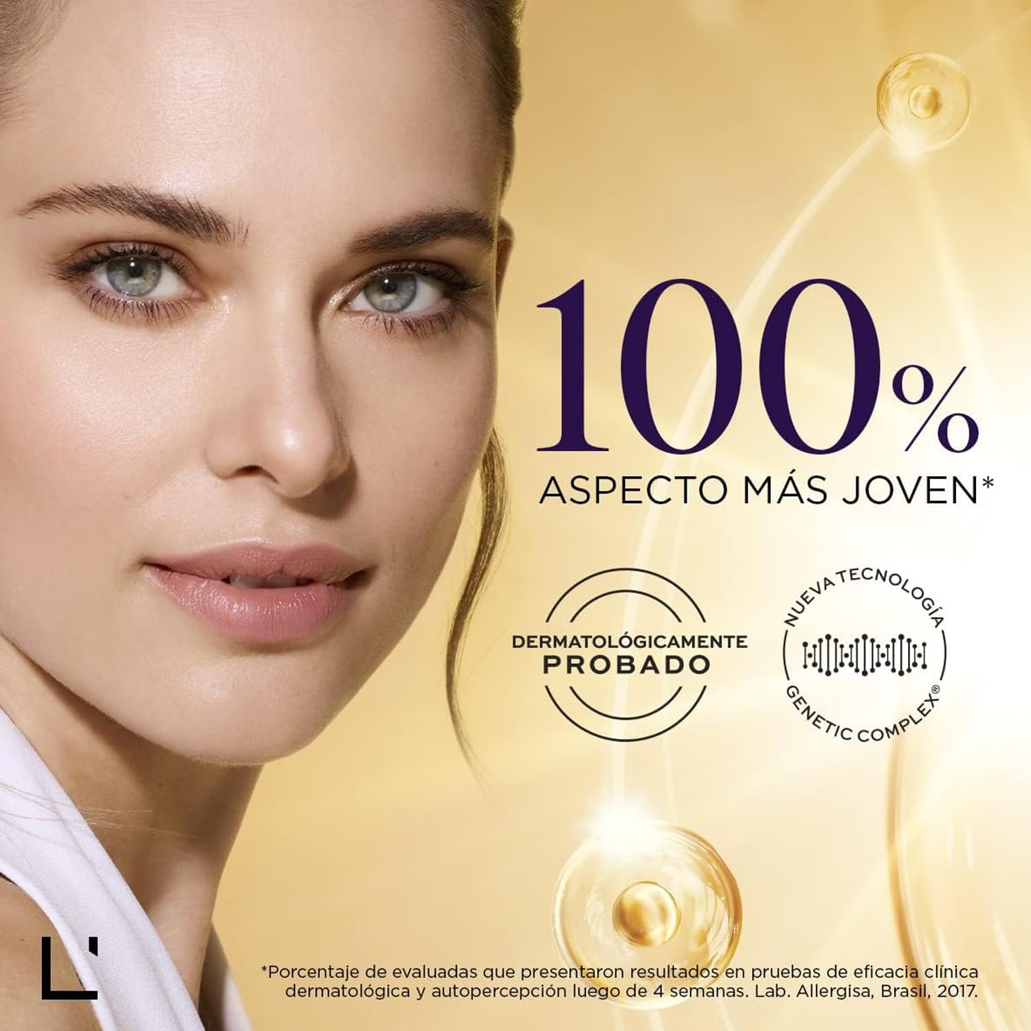 L'Bel Concentré Total skin close-up after use shows refreshed, hydrated look.