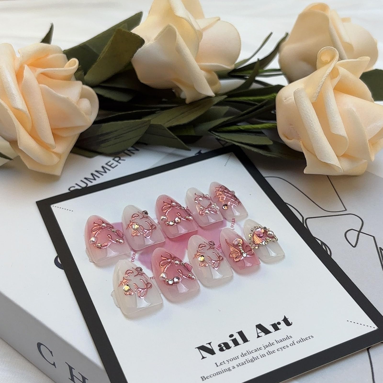 LBPEPAMZ 3D heart pearl rhinestones design for stylish nails
