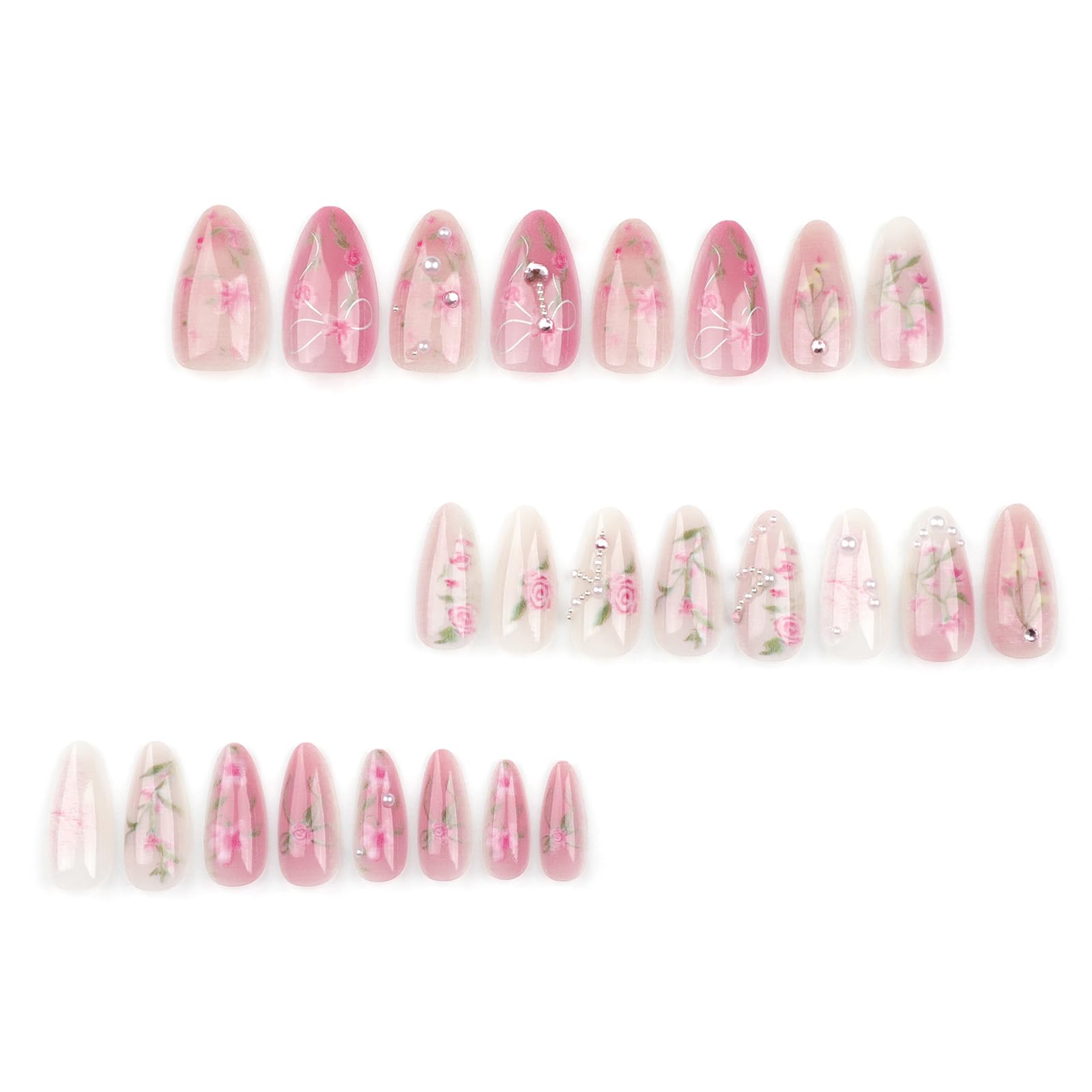 LBPEPAMZ pink-to-white gradient glossy finish on nails