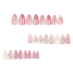 LBPEPAMZ pink-to-white gradient glossy finish on nails