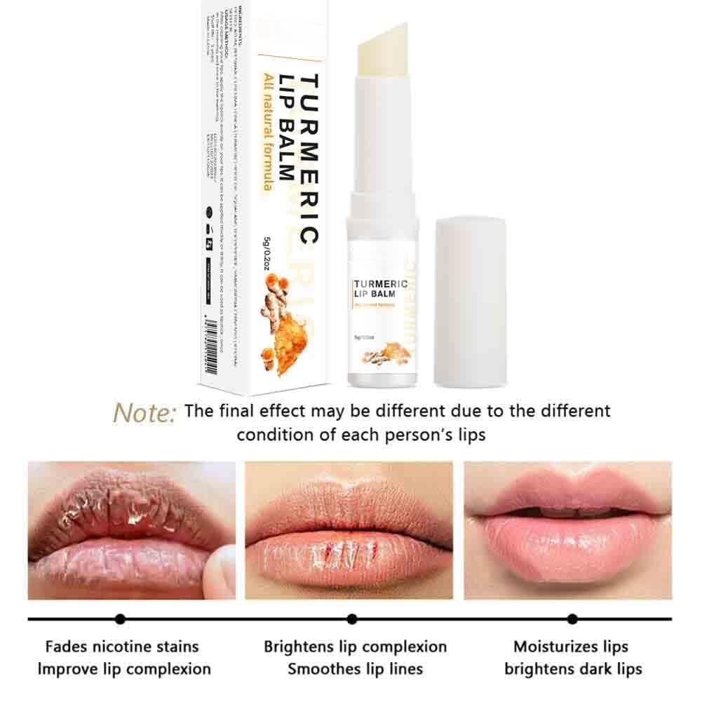 LCRORO turmeric lip balm tube hints at balanced tone.