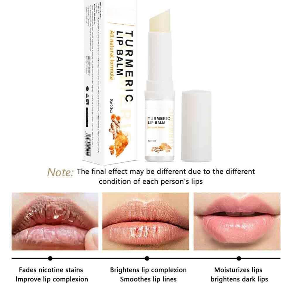 LCRORO turmeric lip balm tube hints at balanced tone.