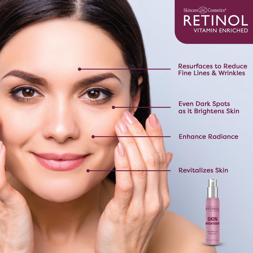 LdeL Retinol Skin Brightener packaging box emphasizes USA-made quality and trusted skincare heritage