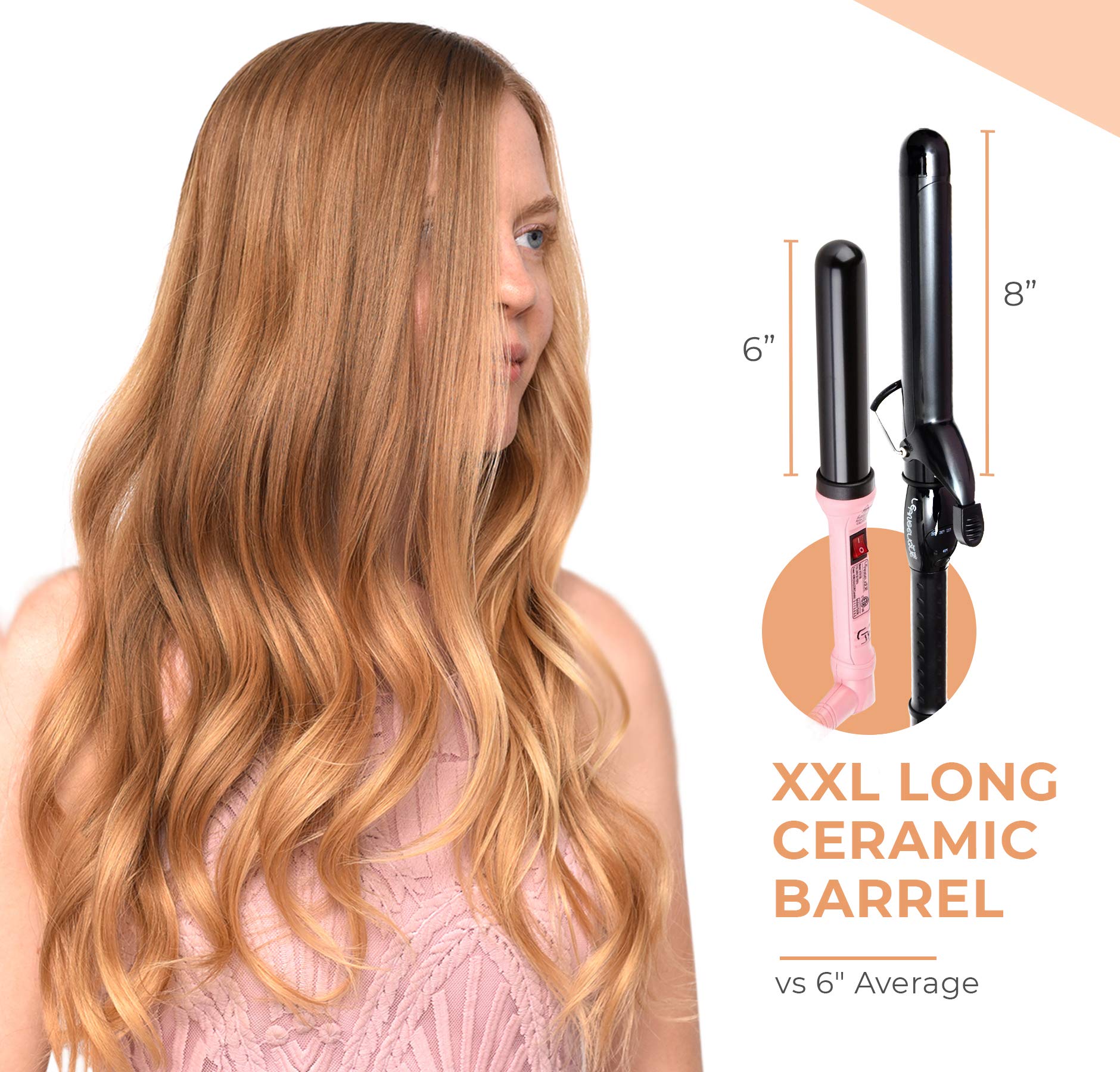 Le Angelique 8-inch barrel emphasizes long-hair friendly design and faster curling.