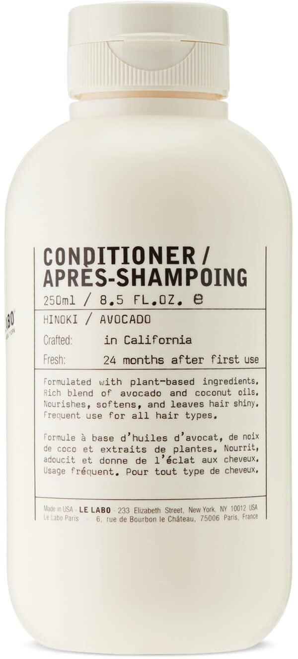 Le Labo Hinoki Conditioner bottle with a fragrant, hydrating formula for smooth, manageable hair