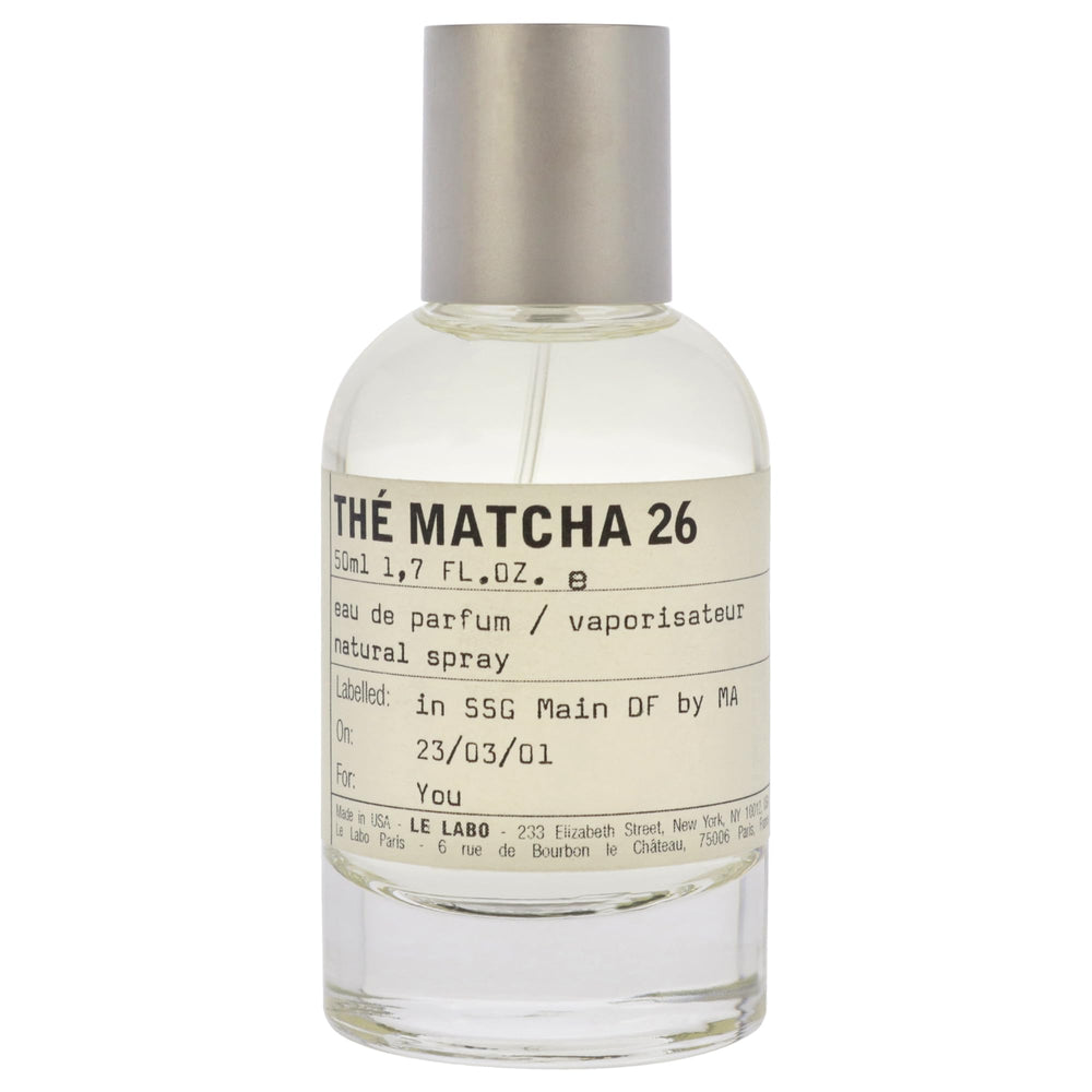 Le Labo The Matcha 26 spray nozzle closeup highlighting long-lasting fragrance potential.