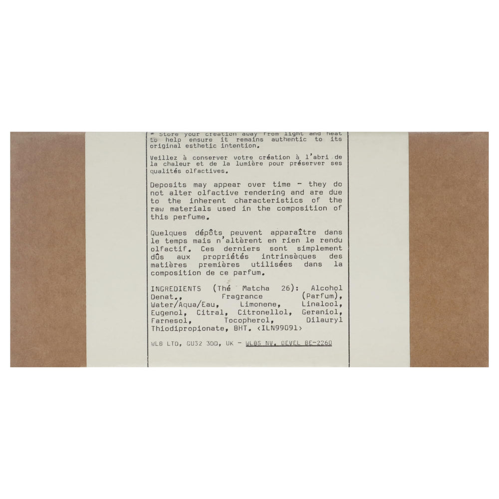 Le Labo The Matcha 26 unisex label signals versatile appeal for all.